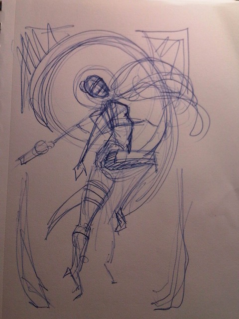 Space Pinup Rough Sketch