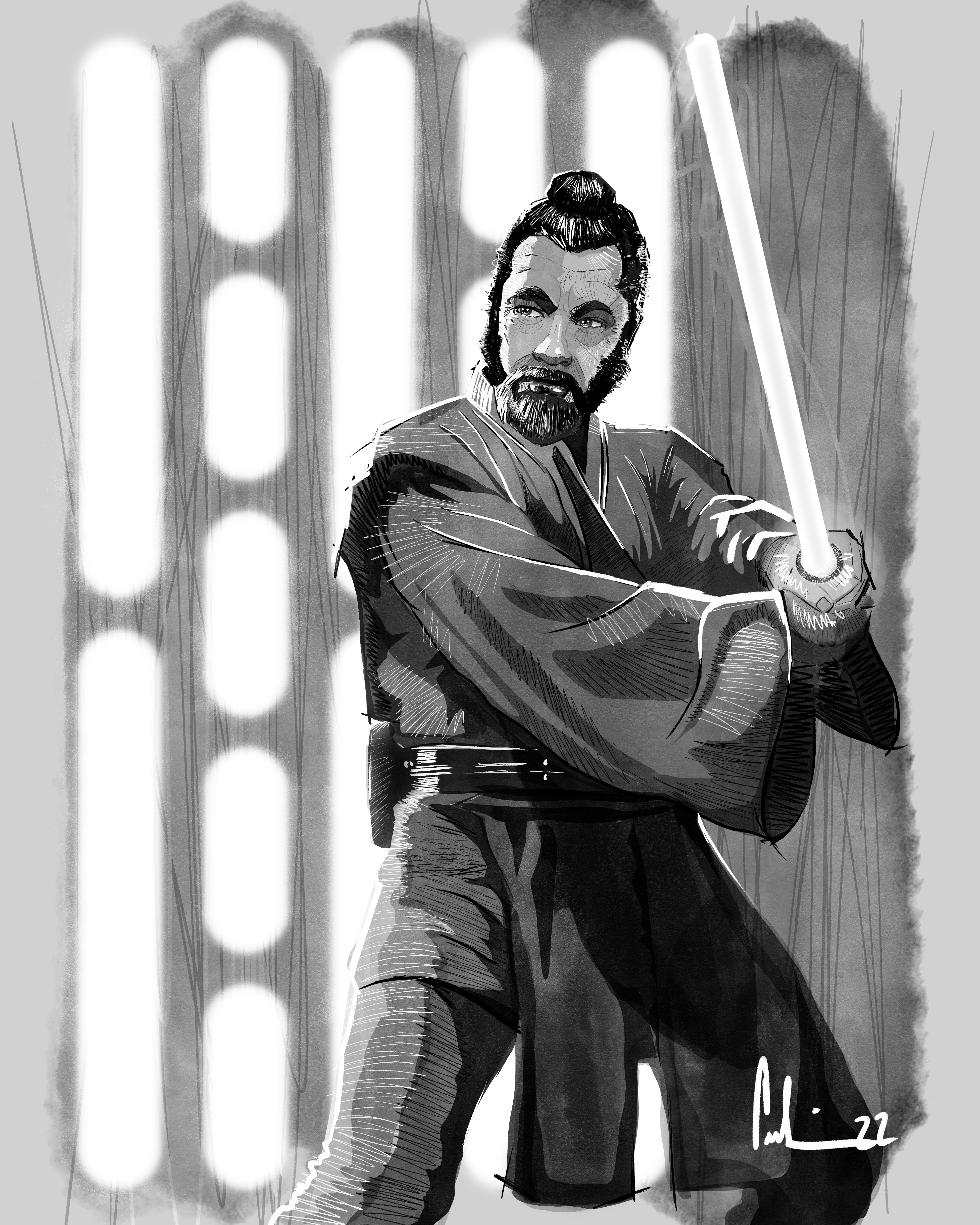 InkTober2022_Redux_18_ToshiroMifune_ObiWan